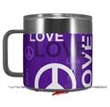 Skin Decal Wrap for Yeti Coffee Mug 14oz Love and Peace Purple - 14 oz CUP NOT INCLUDED by WraptorSkinz
