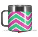 Skin Decal Wrap for Yeti Coffee Mug 14oz Zig Zag Teal Green and Pink - 14 oz CUP NOT INCLUDED by WraptorSkinz