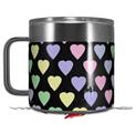 Skin Decal Wrap for Yeti Coffee Mug 14oz Pastel Hearts on Black - 14 oz CUP NOT INCLUDED by WraptorSkinz