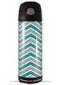 Skin Decal Wrap for Thermos Funtainer 16oz Bottle Zig Zag Teal and Gray (BOTTLE NOT INCLUDED) by WraptorSkinz
