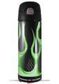 Skin Decal Wrap for Thermos Funtainer 16oz Bottle Metal Flames Green (BOTTLE NOT INCLUDED) by WraptorSkinz
