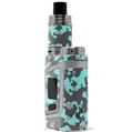 Skin Decal Wraps for Smok AL85 Alien Baby WraptorCamo Old School Camouflage Camo Neon Teal VAPE NOT INCLUDED