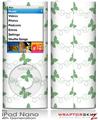 iPod Nano 4G Skin Pastel Butterflies Green on White