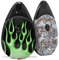 Skin Decal Wrap 2 Pack compatible with Suorin Drop Metal Flames Green VAPE NOT INCLUDED