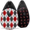 Skin Decal Wrap 2 Pack compatible with Suorin Drop Argyle Red and Gray VAPE NOT INCLUDED