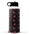 Skin Wrap Decal compatible with Hydro Flask Wide Mouth Bottle 32oz Pastel Butterflies Red on Black (BOTTLE NOT INCLUDED)