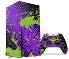 WraptorSkinz Skin Wrap compatible with the 2020 XBOX Series X Console and Controller Halftone Splatter Green Purple (XBOX NOT INCLUDED)