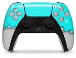 WraptorSkinz Skin Wrap compatible with the Sony PS5 DualSense Controller Ripped Colors Neon Teal Gray (CONTROLLER NOT INCLUDED)