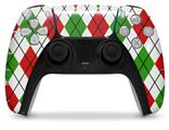 WraptorSkinz Skin Wrap compatible with the Sony PS5 DualSense Controller Argyle Red and Green (CONTROLLER NOT INCLUDED)