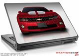 Large Laptop Skin 2010 Chevy Camaro Jeweled Red - White Stripes