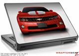 Large Laptop Skin 2010 Chevy Camaro Victory Red - White Stripes