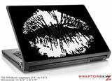 Medium Laptop Skin Big Kiss Lips White on Black