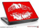 Medium Laptop Skin Big Kiss Lips White on Red