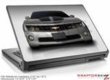 Medium Laptop Skin 2010 Chevy Camaro Silver - Black Stripes
