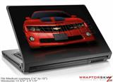 Medium Laptop Skin 2010 Chevy Camaro Victory Red - Black Stripes on Black