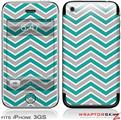 iPhone 3GS Decal Style Skin - Zig Zag Teal and Gray