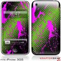 iPhone 3GS Decal Style Skin - Halftone Splatter Hot Pink Green