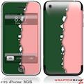 iPhone 3GS Decal Style Skin - Ripped Colors Green Pink