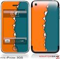 iPhone 3GS Decal Style Skin - Ripped Colors Orange Seafoam Green