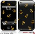 iPhone 3GS Decal Style Skin - Anchors Away Black