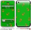 iPhone 3GS Decal Style Skin - Anchors Away Green