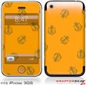 iPhone 3GS Decal Style Skin - Anchors Away Orange
