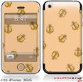 iPhone 3GS Decal Style Skin - Anchors Away Peach
