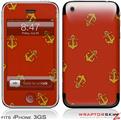 iPhone 3GS Decal Style Skin - Anchors Away Red Dark