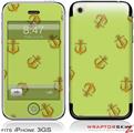 iPhone 3GS Decal Style Skin - Anchors Away Sage Green
