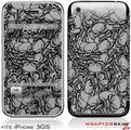 iPhone 3GS Decal Style Skin - Scattered Skulls Gray