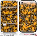 iPhone 3GS Decal Style Skin - Scattered Skulls Orange