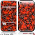 iPhone 3GS Decal Style Skin - Scattered Skulls Red