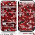 iPhone 3GS Decal Style Skin - HEX Mesh Camo 01 Red Bright