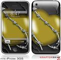 iPhone 3GS Decal Style Skin - Barbwire Heart Yellow