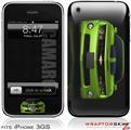 iPhone 3GS Decal Style Skin - 2010 Chevy Camaro Green - Black Stripes