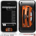 iPhone 3GS Decal Style Skin - 2010 Chevy Camaro Orange - White Stripes