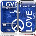 iPhone 3GS Decal Style Skin - Love and Peace Blue