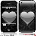 iPhone 3GS Decal Style Skin - Glass Heart Grunge Gray