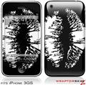 iPhone 3GS Decal Style Skin - Big Kiss White Lips on Black