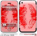 iPhone 3GS Decal Style Skin - Big Kiss Red Lips on Pink