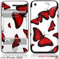 iPhone 3GS Decal Style Skin - Butterflies Red