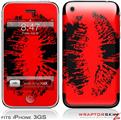 iPhone 3GS Decal Style Skin - Big Kiss Black on Red