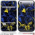 iPhone 3GS Decal Style Skin - Twisted Garden Blue and Yellow