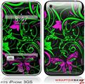 iPhone 3GS Decal Style Skin - Twisted Garden Green and Hot Pink