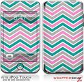 iPod Touch 2G & 3G Skin Kit Zig Zag Teal Pink and Gray