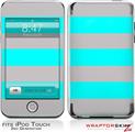 iPod Touch 2G & 3G Skin Kit Kearas Psycho Stripes Neon Teal and Gray