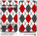 iPod Touch 2G & 3G Skin Kit Argyle Red and Gray