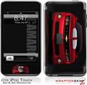 iPod Touch 2G & 3G Skin Kit 2010 Chevy Camaro Jeweled Red - White Stripes
