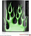 Sony PS3 Skin Metal Flames Green