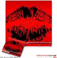 Sony PS3 Slim Skin - Big Kiss Lips Black on Red
